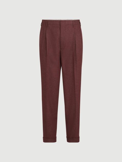 Brunello Cucinelli Virgin wool and cashmere flannel trousers with double pleats