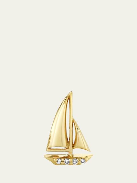 SYDNEY EVAN 14K Yellow Gold Diamond Sailboat Stud Earring, Single