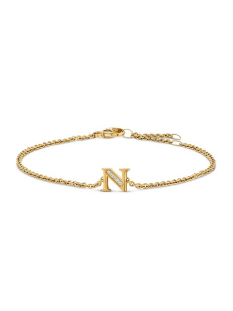 DAVID YURMAN Women's Petite Pavé Initial Chain Bracelet in 18K Yellow Gold - Initial N