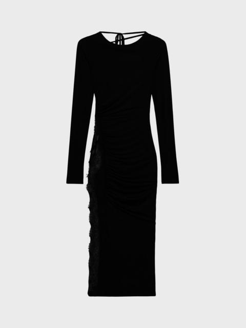JERSEY MIDI DRESS WITH SCALLOPED LACE INSERTS