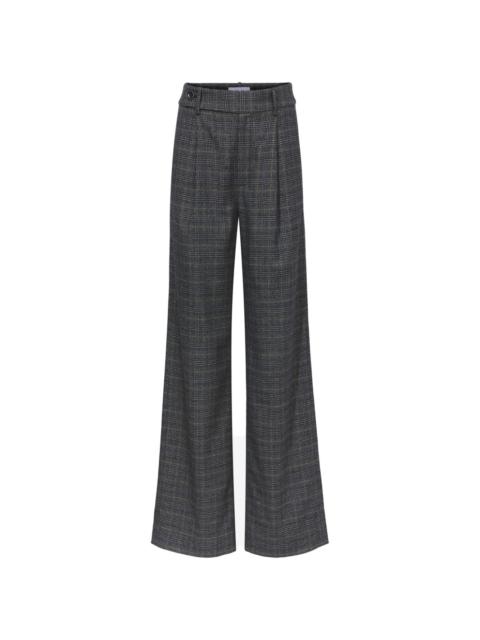 plaid wide-leg tailored trousers