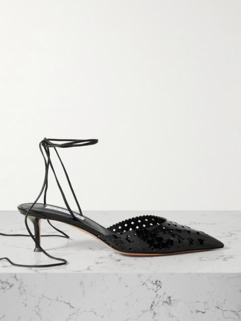AQUAZZURA Amourose 50 Cutout Patent-leather Point-toe Pumps