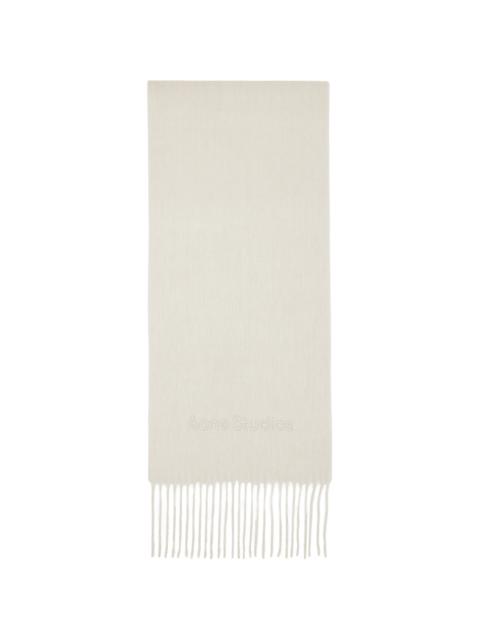 Beige Wool Logo Scarf
