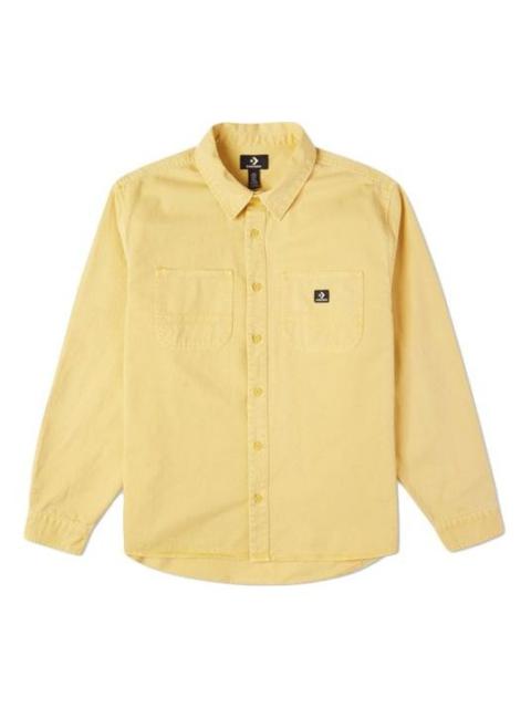 Men's Converse Casual Woven Button Cardigan Retro Long Sleeves Jacket Gold 10022012-A03