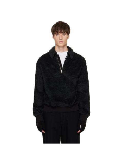 MASTERMIND WORLD Black Shaggy Half-Zip Polo