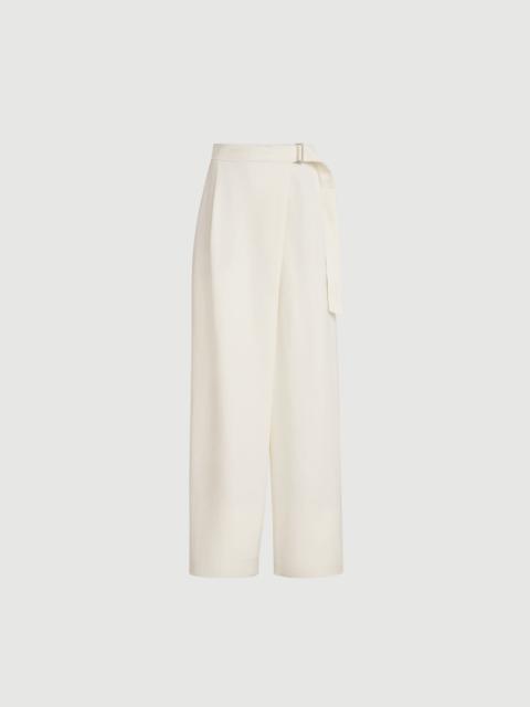 Brunello Cucinelli Viscose and linen fluid twill sartorial wrap trousers with monili