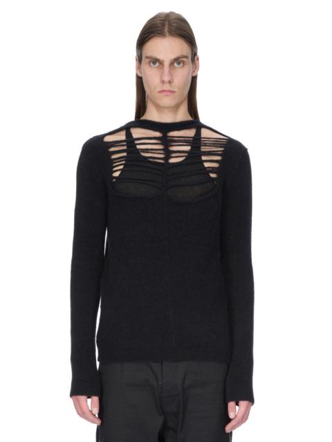 Rick Owens Black Concordians LS Grid Knit Sweater