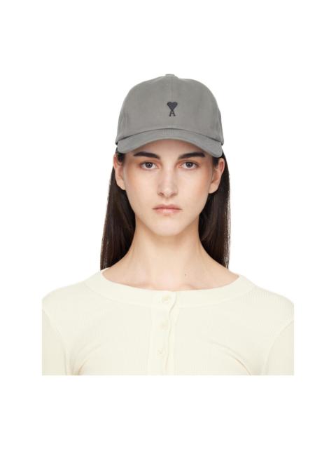 AMI Paris Gray Cotton Ami de Coeur Embroidery Cap