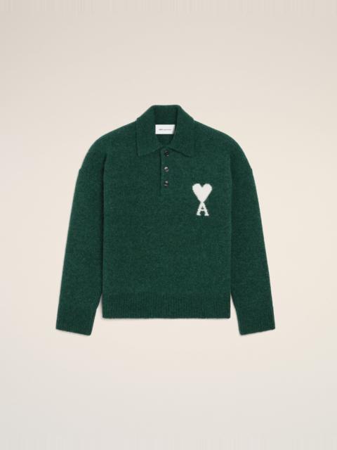 AMI Paris GREEN ALPACA POLO WITH AMI DE COEUR