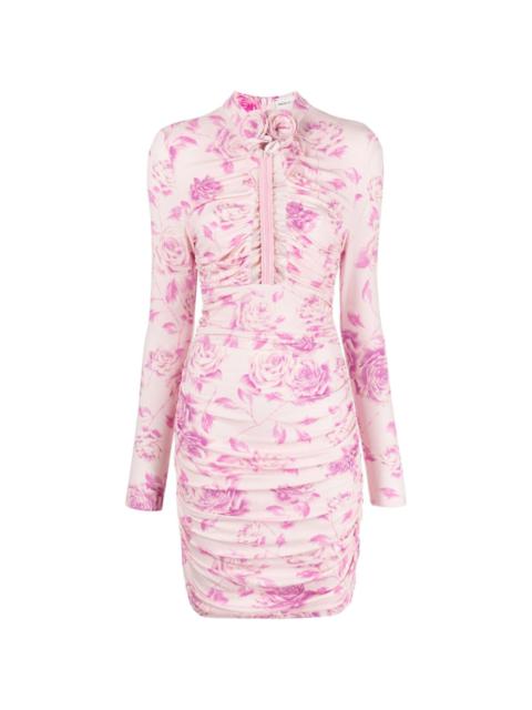 rose-print cut-out minidress