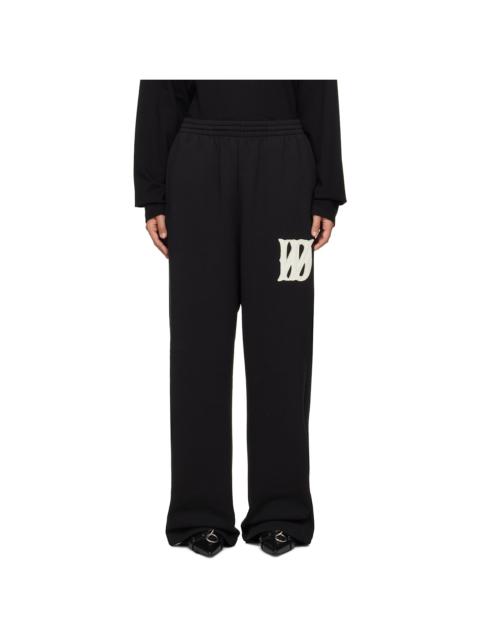 We11done Black Bouclé Letter Logo Wide Lounge Pants