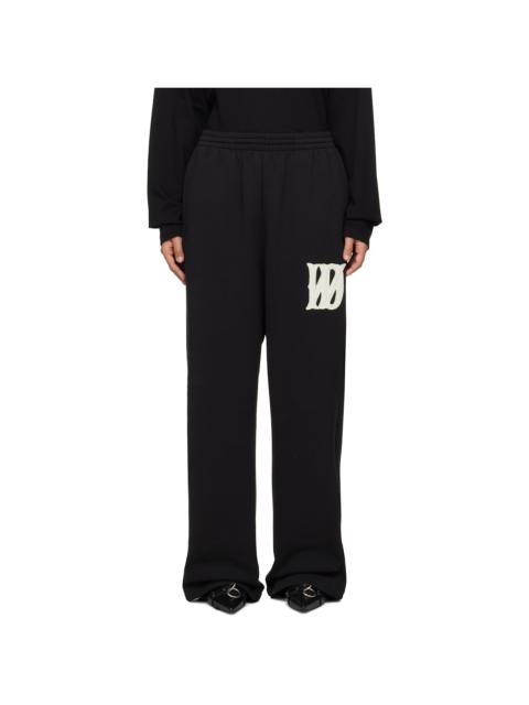 Black Bouclé Letter Logo Wide Lounge Pants