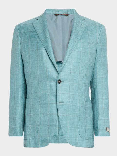 Canali Men's Cashmere, Silk and Linen Windowpane Sport Coat