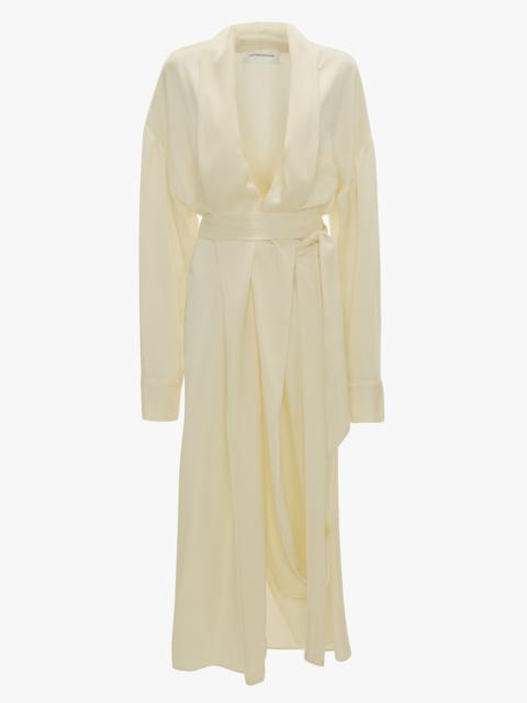 Victoria Beckham Wrap Detail Midi Dress In Ivory