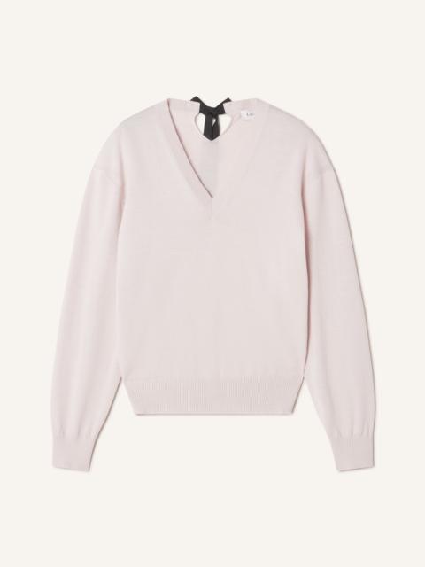 Lanvin V-NECK MERINO SWEATER WITH GROSGRAIN DETAIL