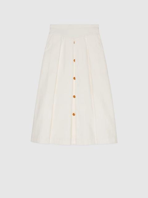 GUCCI Cotton canvas skirt with pleats