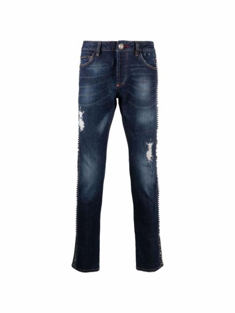 PHILIPP PLEIN distressed straight-leg jeans