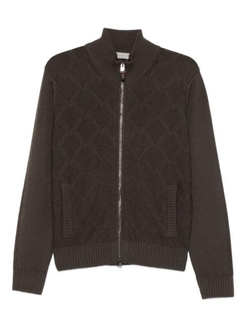 Canali quilted zip-up cardigan