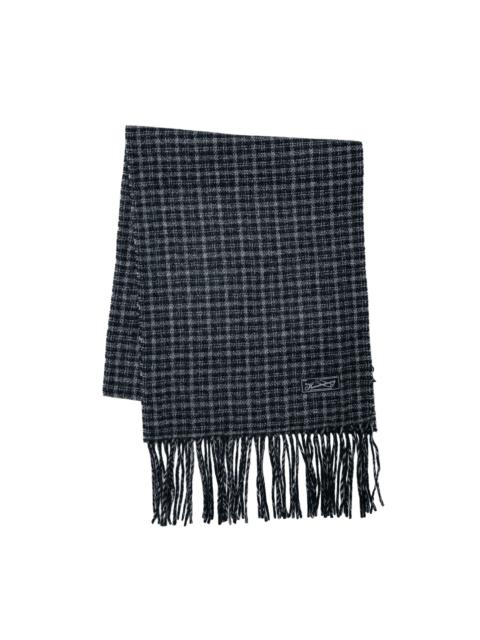 mfpen Facade Fringe Scarf Charcoal Fence Check
