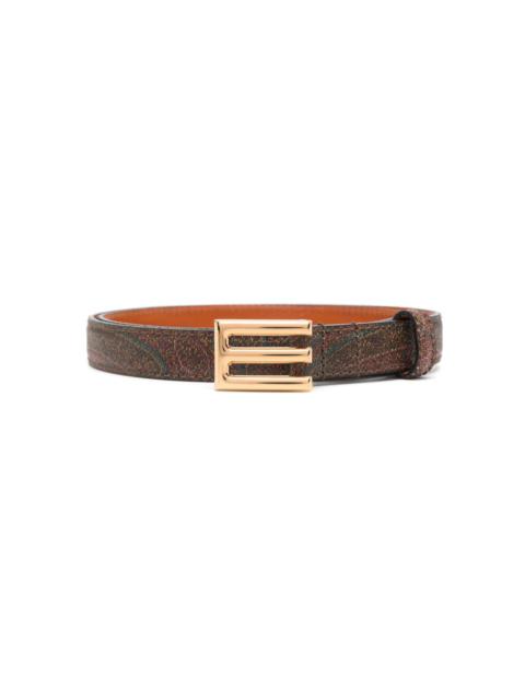 paisley-print logo-buckle belt