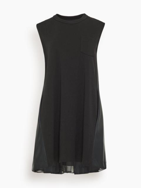 sacai Cotton Jersey Nylon Twill Dress in Black