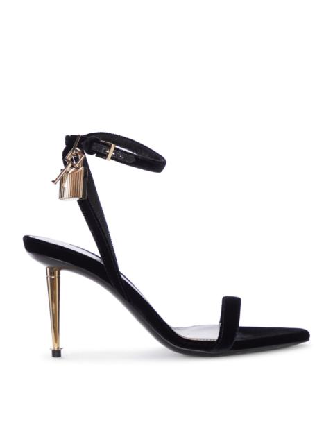 TOM FORD VELVET SANDAL WITH STRAP AND METALLIC HEEL