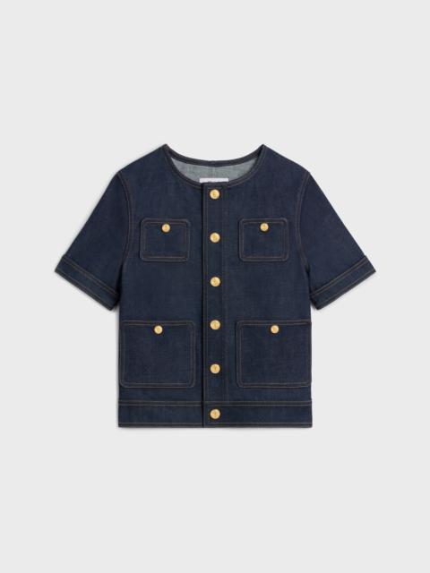 CELINE cropped jacket in raw wash denim