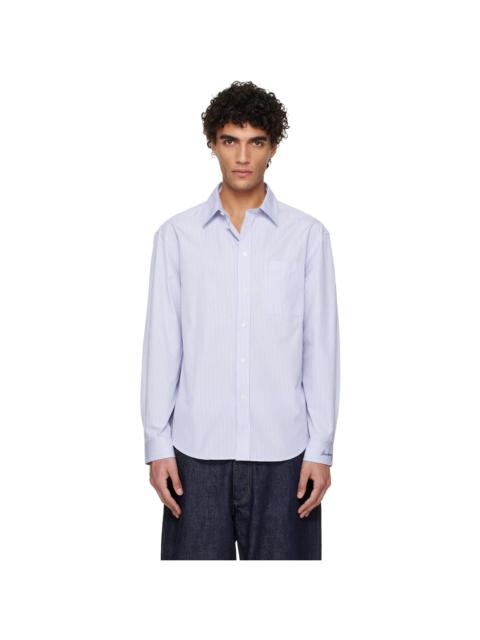 Burberry White & Blue Riordan Script Shirt