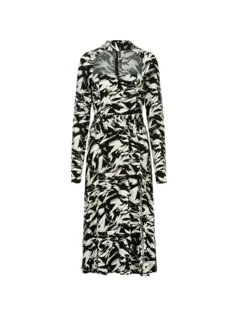 ROTATE Ellen abstract-pattern midi dress