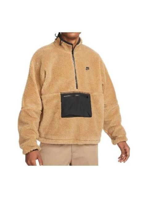 Nike 1/2-Zip Anorak Club Fleece Sherpa Jacket 'Brown' DQ4880-258