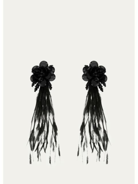 Oscar de la Renta Feather Fringe Earrings