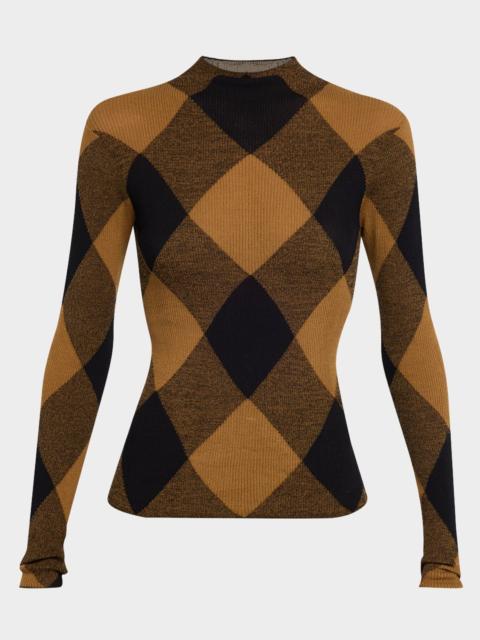 A.L.C. Hugh Check Mock-Neck Top