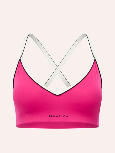 P.E NATION SPECTRUM SPORTS BRA IN COSMO PINK & WHISPER WHITE