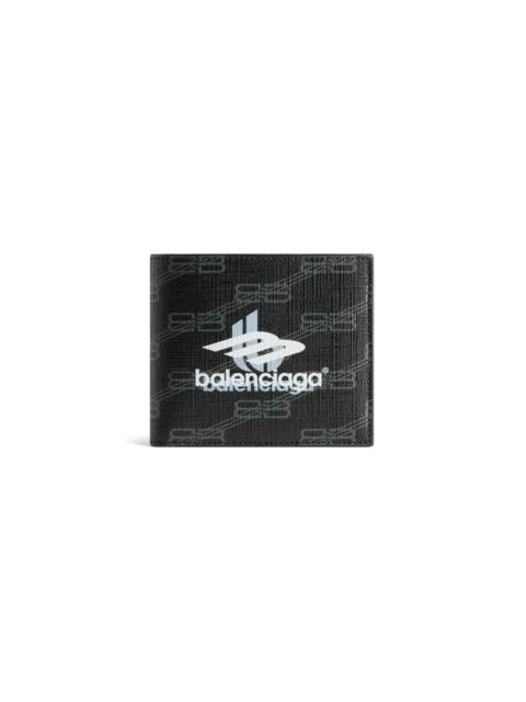 BALENCIAGA Men's Signature Square Folded Coin Wallet Bb Monogram Coated Canvas in Black