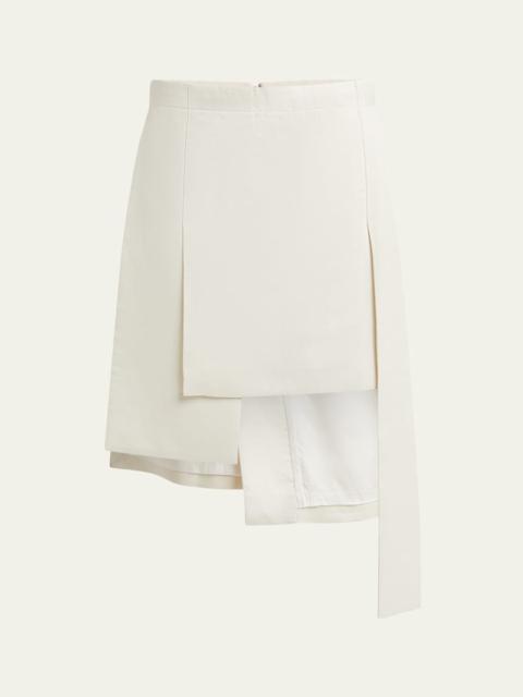 SETCHU Layered Asymmetric Silk Wool Midi Skirt