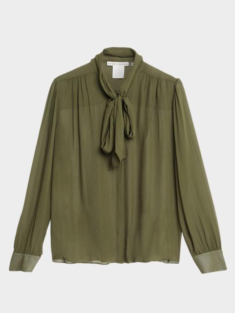 Alice + Olivia Thayer Tie-Neck Sheer Blouse