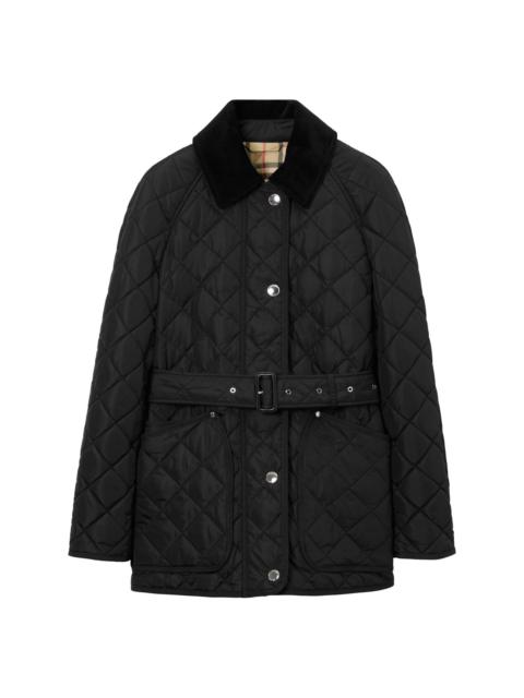 Burberry EKD-embroidered diamond-quilted jacket