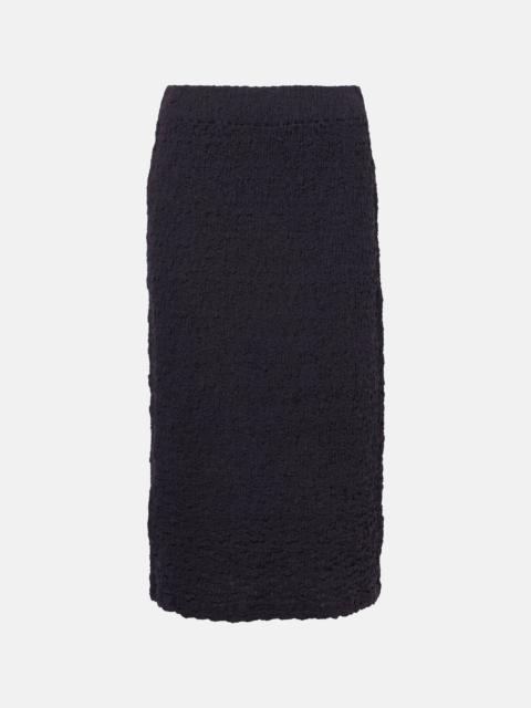 Vince Smocked cotton-blend midi skirt