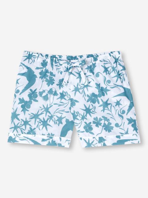 Derek Rose Women's Lounge Shorts Nelson 97 Cotton Batiste Blue