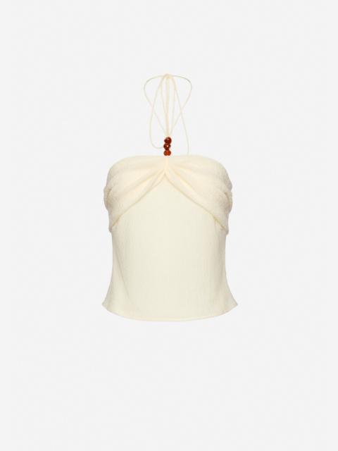 MAGDA BUTRYM Draped halterneck top with beads in cream