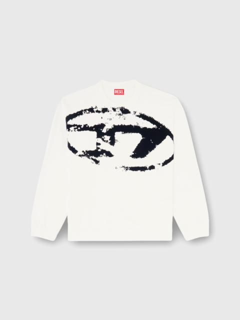 Diesel COTTON SWEATSHIRT WITH FLOCKED OVAL D