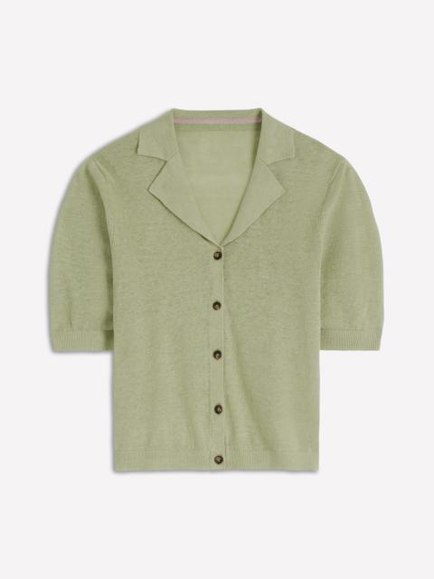 BODEN Agnes Collar Linen Cardigan-Green
