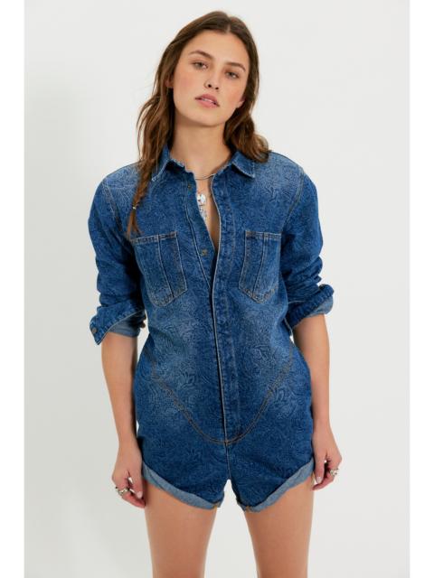 ONE TEASPOON OneTeaspoon Prophecy Printed Denim Romper