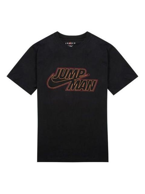 Air Jordan Large Logo Alphabet Printing Sports Training Round Neck Short Sleeve Black DN4430-010