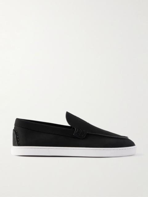 Christian Louboutin Moonboat Logo-Embossed Nubuck Loafers Black