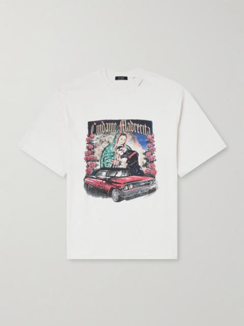 WILLY CHAVARRIA Ciudame Madresita Printed Distressed Cotton-Jersey T-Shirt