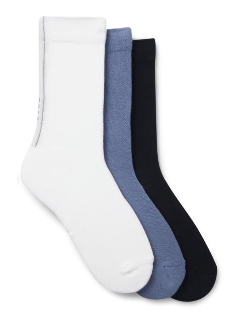 BOSS THREE-PACK OF STRUCTURED-TAPE SOCKS IN A REGULAR LENGTH