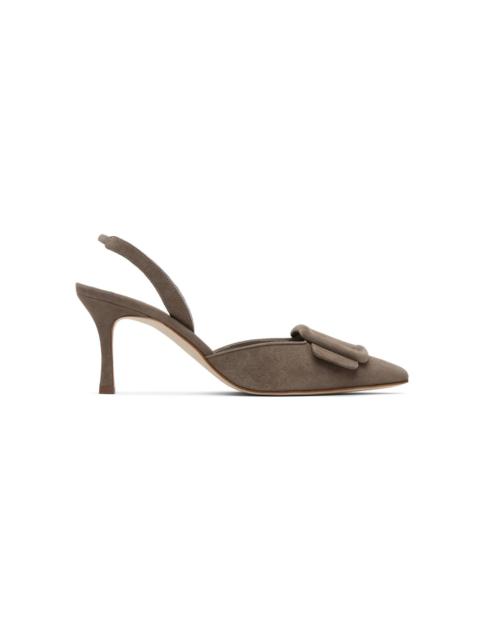 Manolo Blahnik Taupe Maysli Heeled Sandals