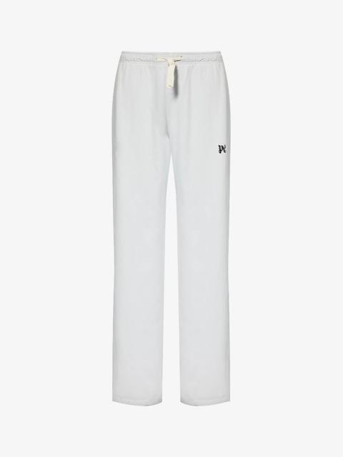 Palm Angels Brand-embroidered wide-leg relaxed-fit twill trousers