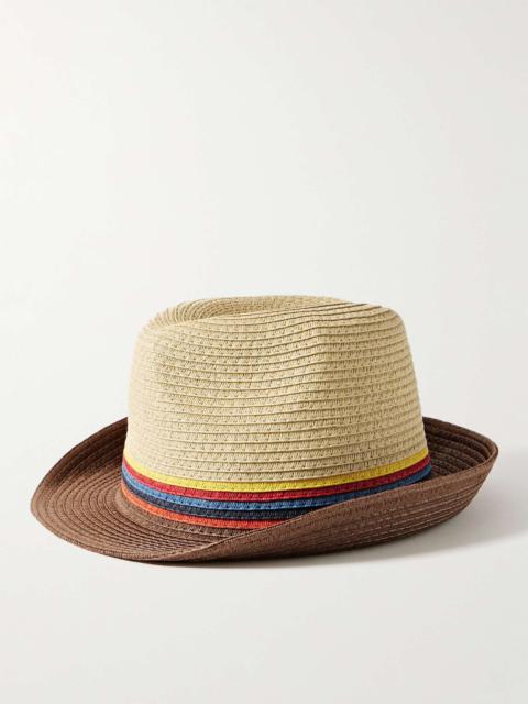 Paul Smith Striped Braided Straw Trilby Hat